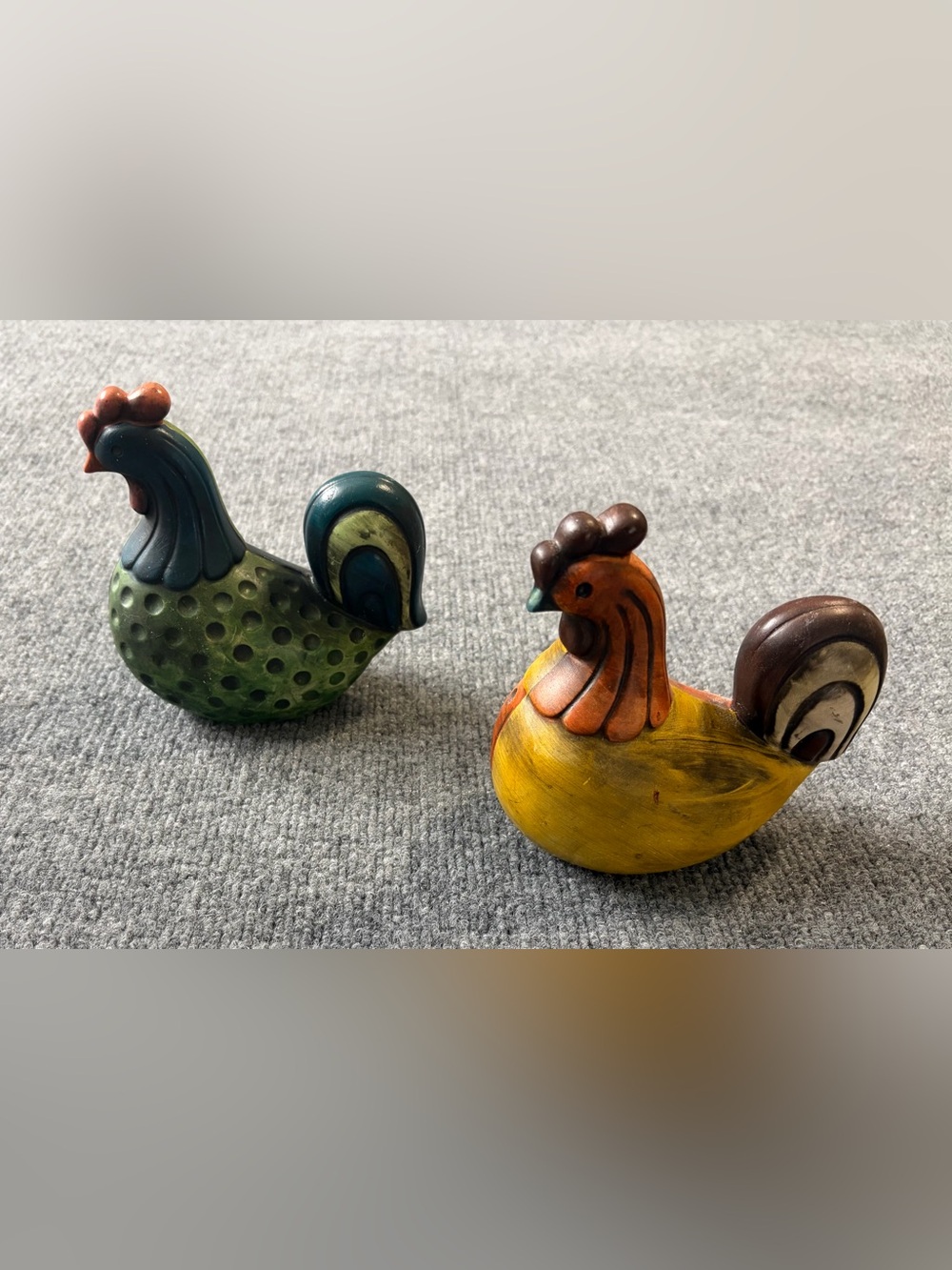 Vintage ARDCO Rooster Chicken Figurines Pair Japan Ceramic MCM Cottagecore Decor